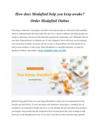 How does Modafinil help you keep awake? Order Modafinil Online