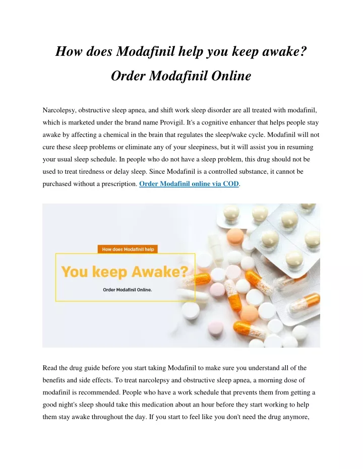 how does modafinil help you keep awake