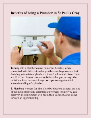 benefits of being a plumber in st paul s cray