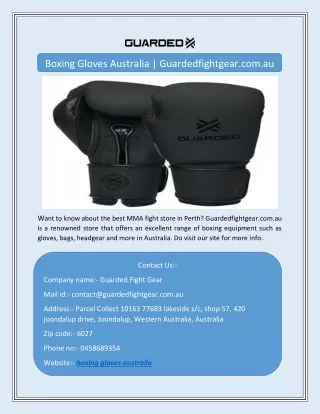 Boxing Gloves Australia | Guardedfightgear.com.au