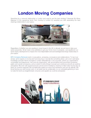 London Moving Companies