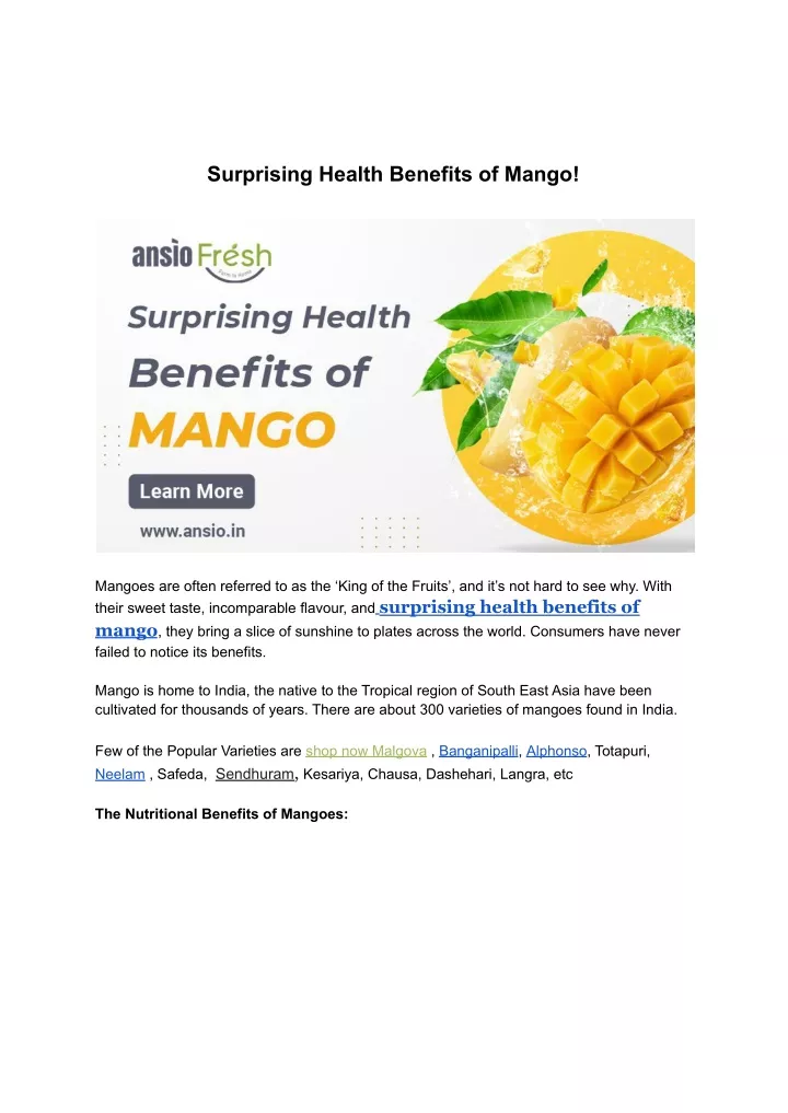 surprising health benefits of mango