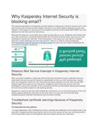 Why Kaspersky Internet Security is blocking email?