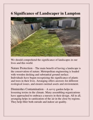6 significance of landscaper in lampton