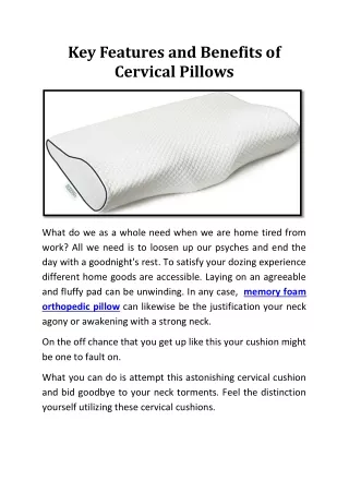 key features and benefits of cervical pillows