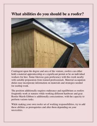 what abilities do you should be a roofer
