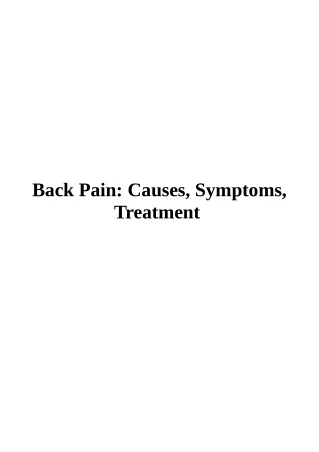 Back Pain: Causes, Symptoms, Treatment