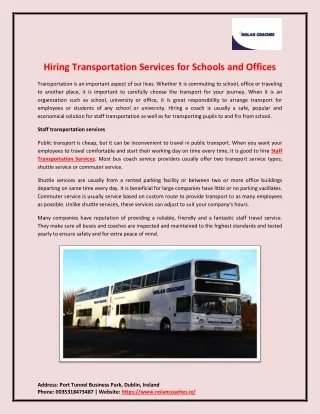 Hiring Transportation Services for Schools and Offices