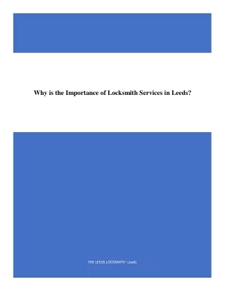 why is the importance of locksmith services