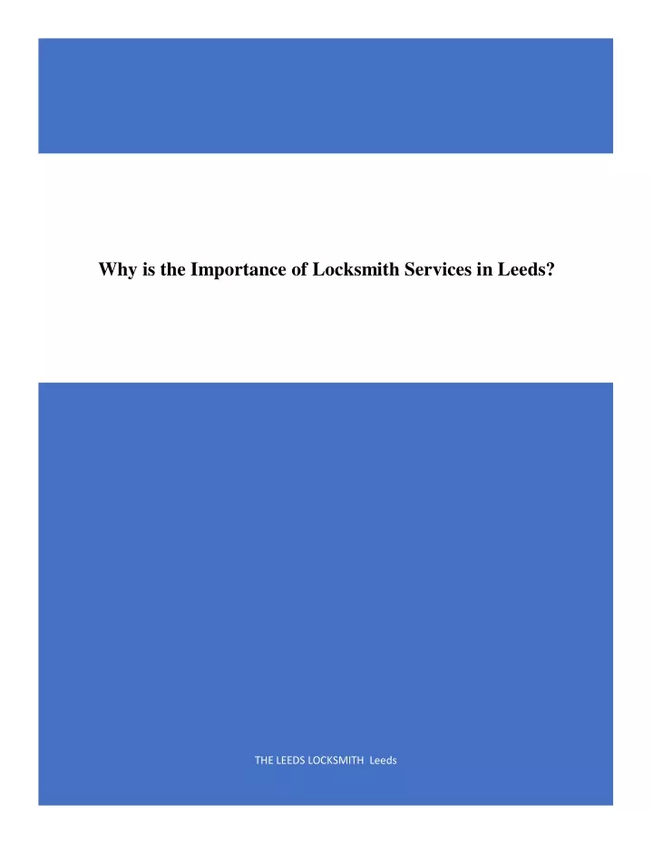 why is the importance of locksmith services