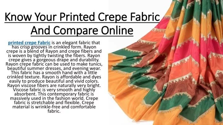 know your printed crepe fabric and compare online