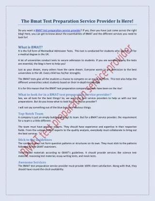 the bmat test preparation service provider is here