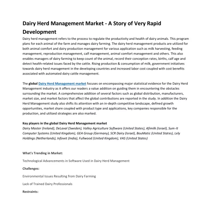 dairy herd management market a story of very