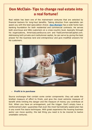 don mcclain tips to change real estate into