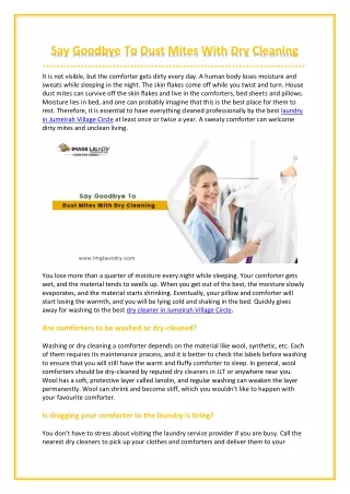 say goodbye to dust mites with dry cleaning