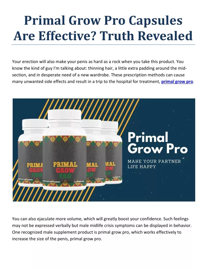 primal grow pro capsules are effective truth