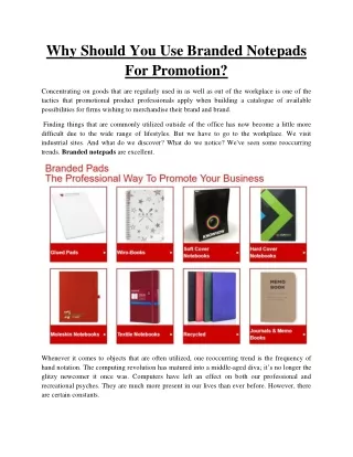 why should you use branded notepads for promotion
