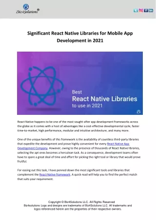 significant react native libraries for mobile