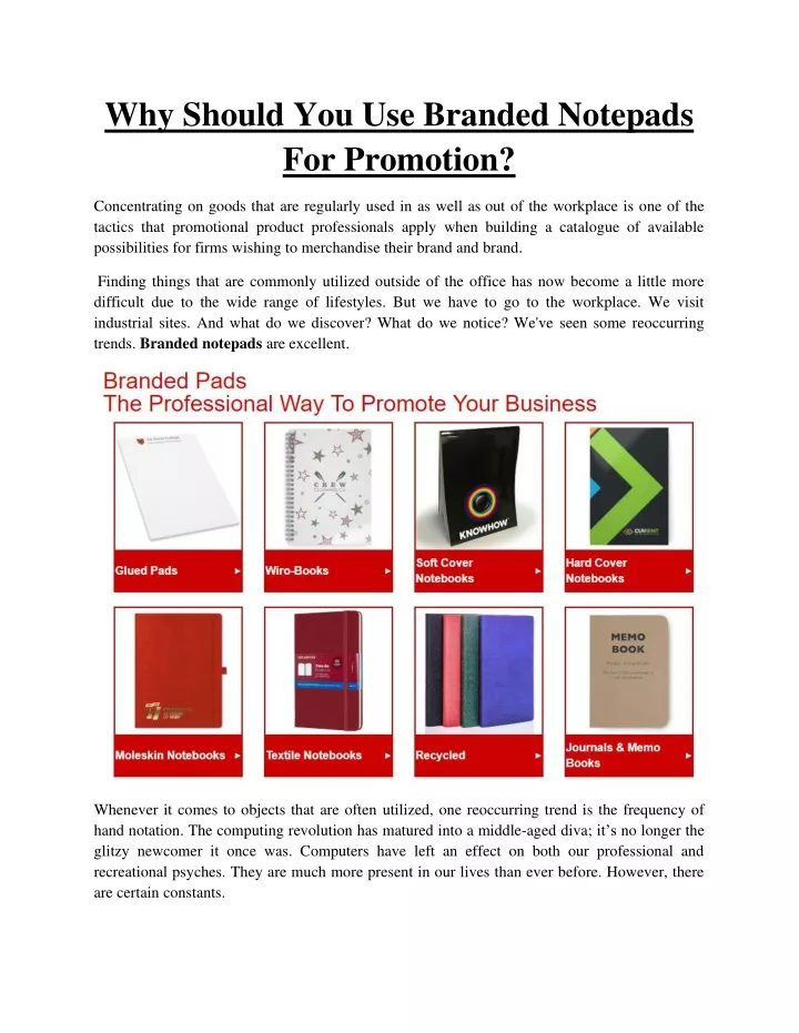 why should you use branded notepads for promotion