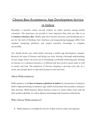 Ecommerce App Design in indore - Wahcommerce