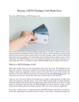 buying a nets flashpay card made easy
