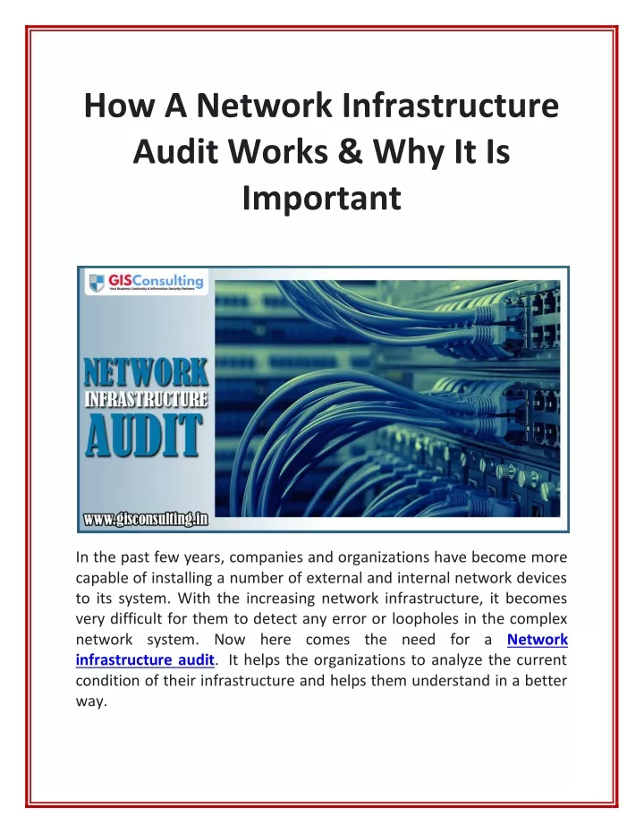 how a network infrastructure audit works