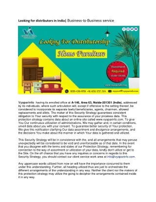 looking for distributors in india business