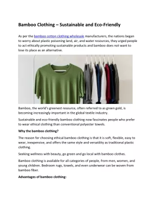 Bamboo Clothing Sustainable and Eco-Friendly