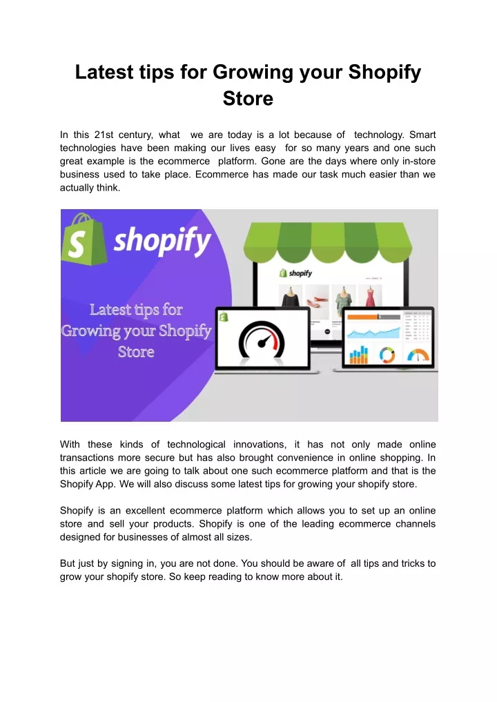 latest tips for growing your shopify store