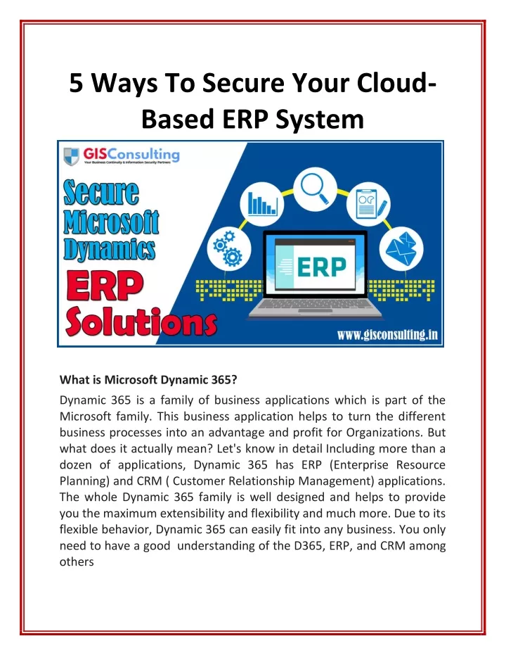 5 ways to secure your cloud based erp system