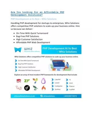 Are you looking for an affordable php development solutions
