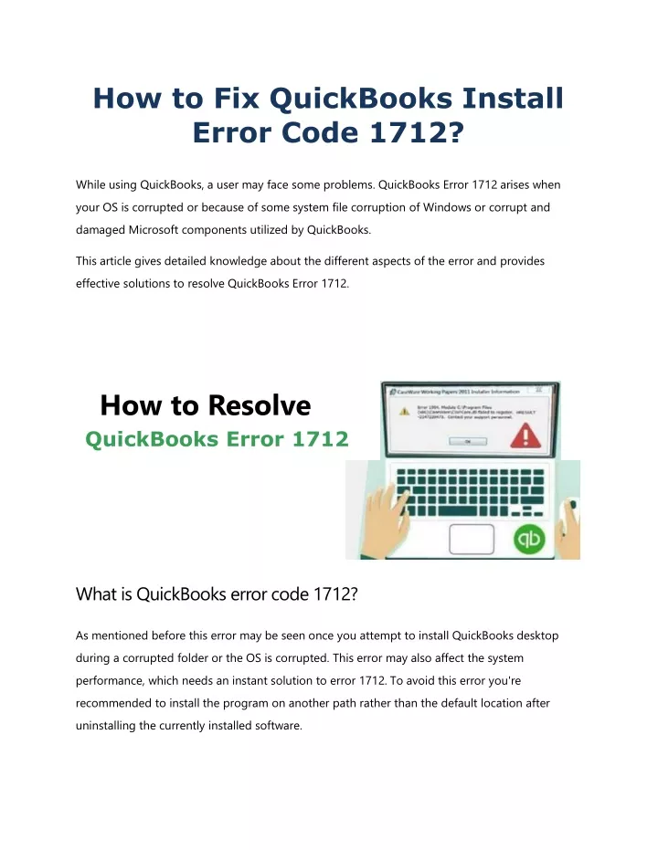 how to fix quickbooks install error code 1712