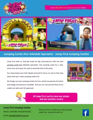 Jumping Castle Hire Adelaide Specialist - Jump First Jumping Castles