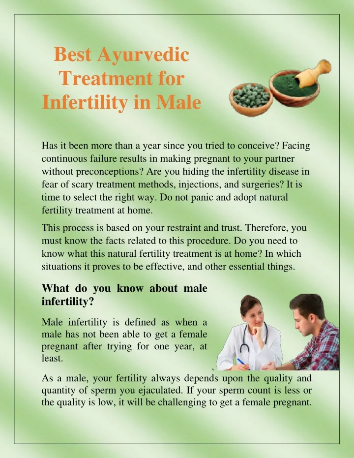 best ayurvedic treatment for infertility in male