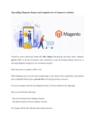 Top selling Magento themes and templates for eCommerce websites
