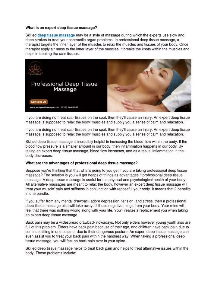 what is an expert deep tissue massage