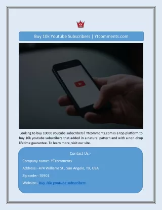 Buy 10k Youtube Subscribers | Ytcomments.com