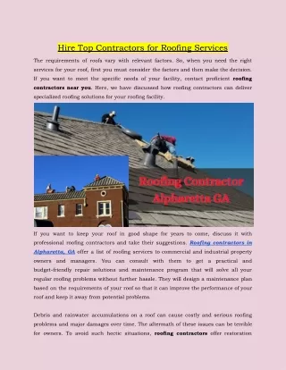Hire Top Contractors for Roofing Services
