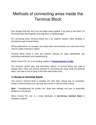 methods of connecting wires inside the terminal