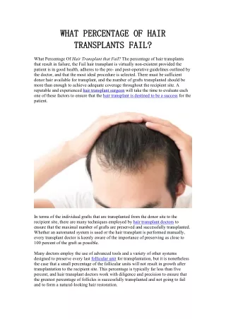 What Percentage Of Hair Transplants Fail?