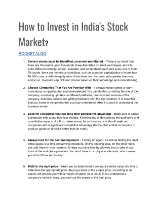 How to invest in India's Stock Market_