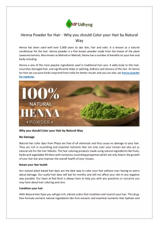 Henna Powder for Hair - Why you should Color your Hair by Natural Way