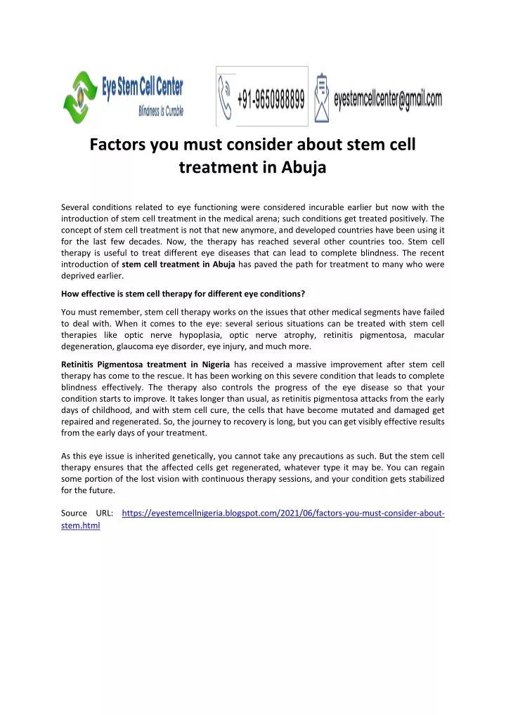 factors you must consider about stem cell