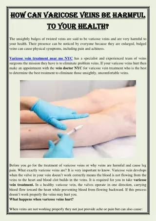 how can varicose veins be harmful