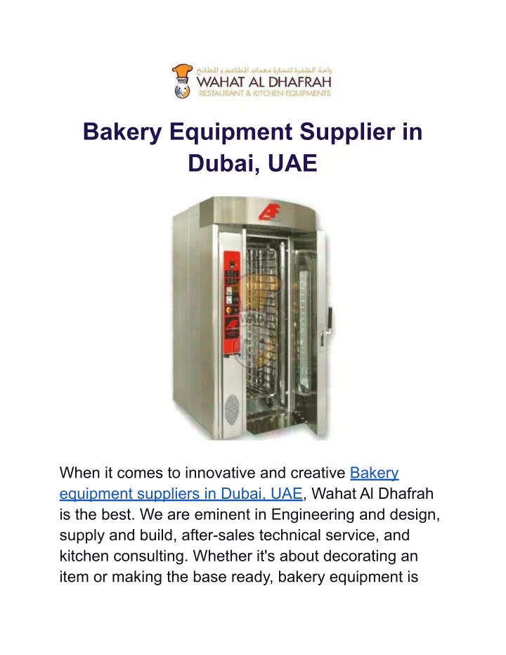 bakery equipment supplier in dubai uae