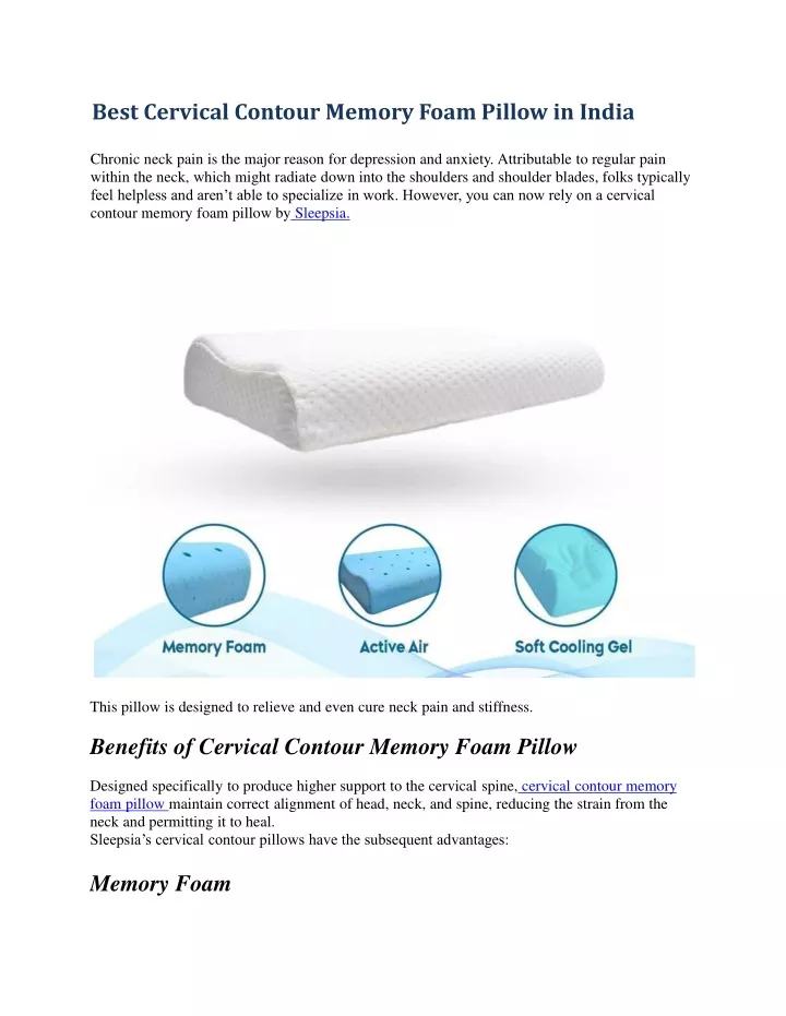 best cervical contour memory foam pillow in india