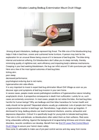 utilization leading bedbug extermination mount