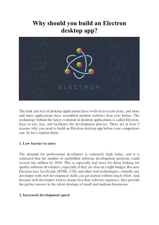 why should you build an electron desktop app