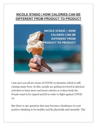 NICOLE STASIO - HOW CALORIES CAN BE DIFFERENT FROM PRODUCT TO PRODUCT