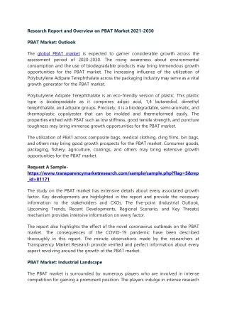 research report and overview on pbat market 2021